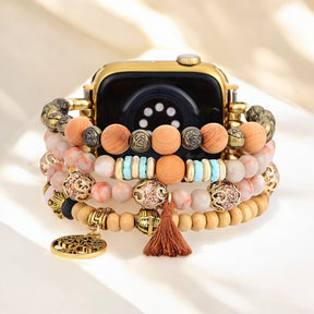 Gouden Levensboom Jasper Elastische Horlogeband