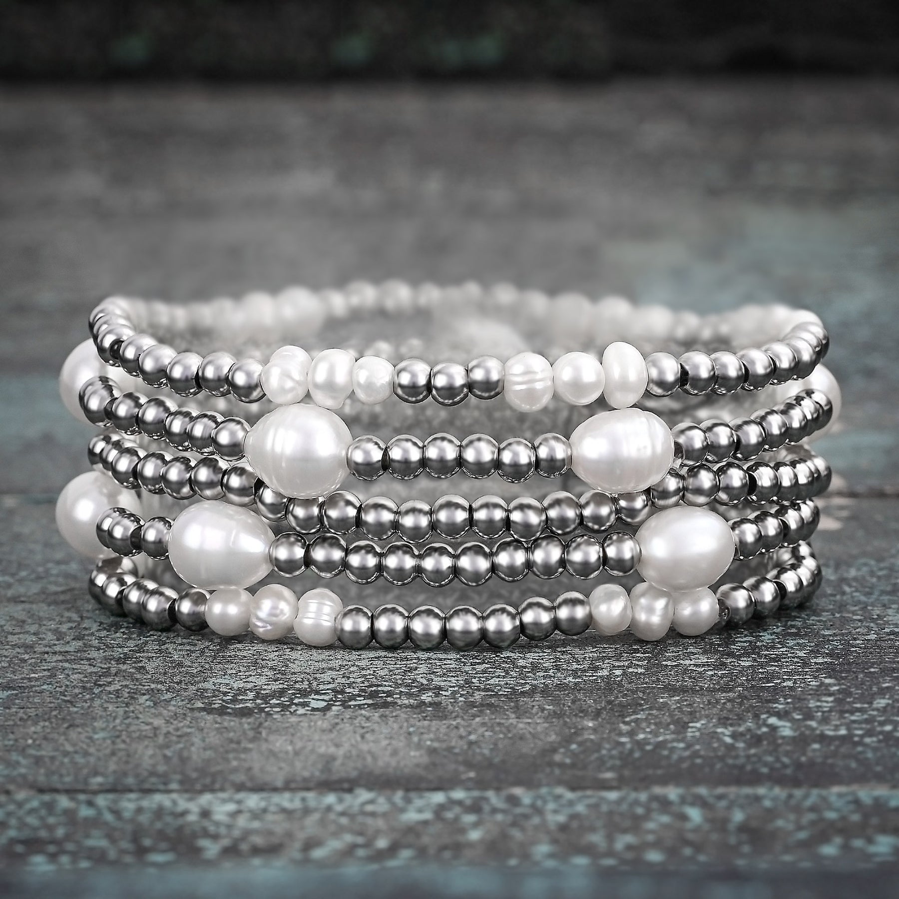 Ensemble de bracelets en perles et argent