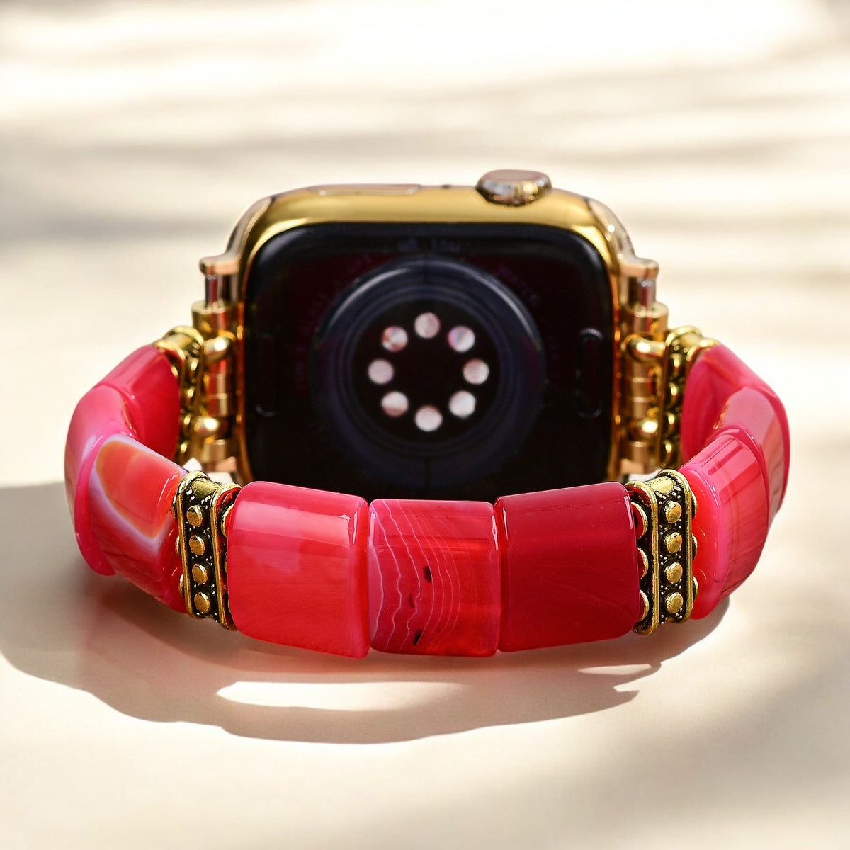 Bracelet en agate essence ruby Apple Watch