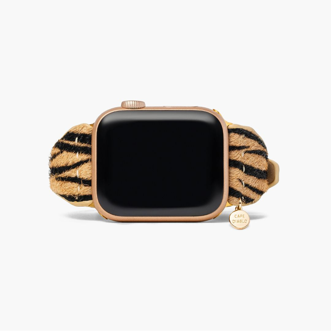 Elegante leren Apple Watch band met strepen