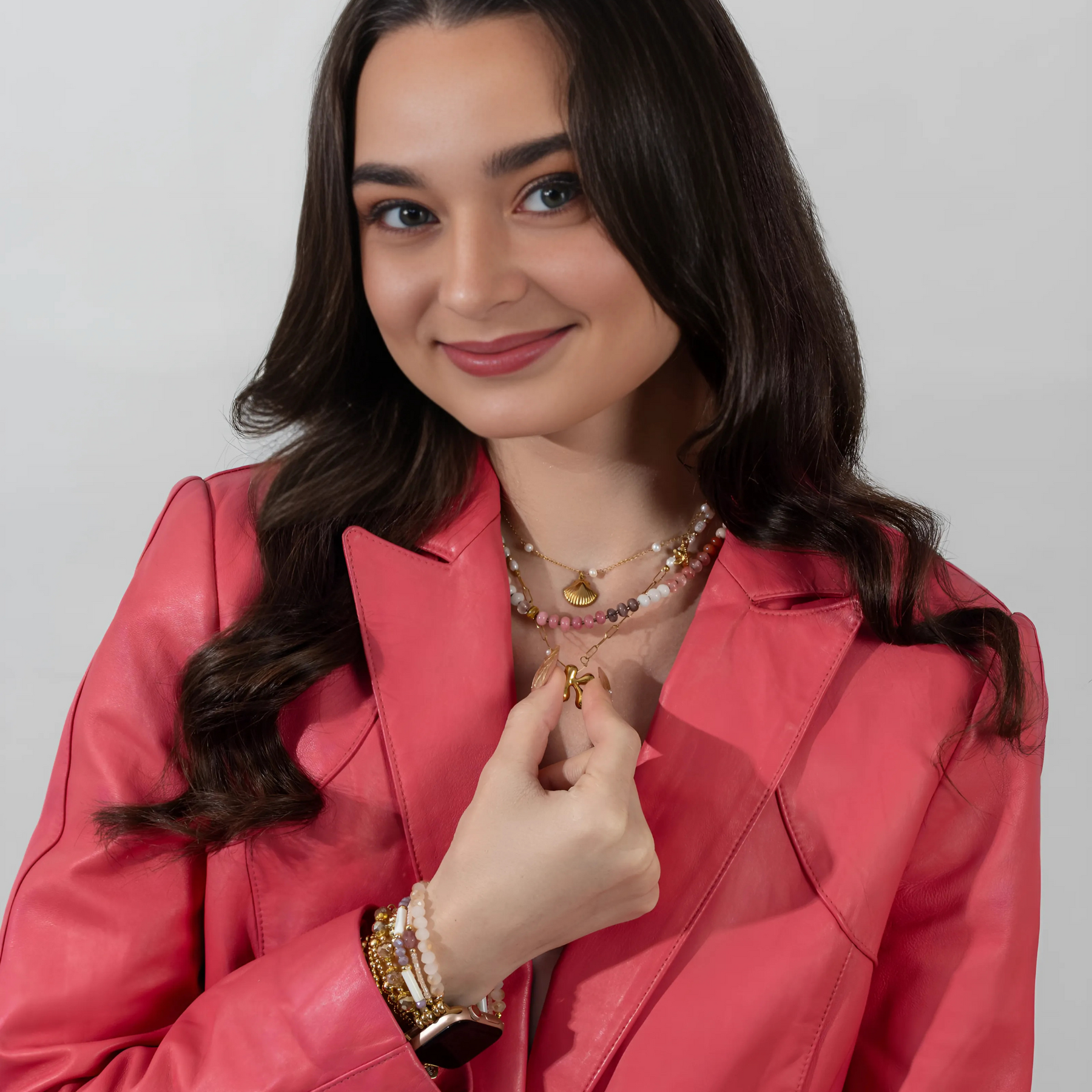 Collier en pierre de blush rubis