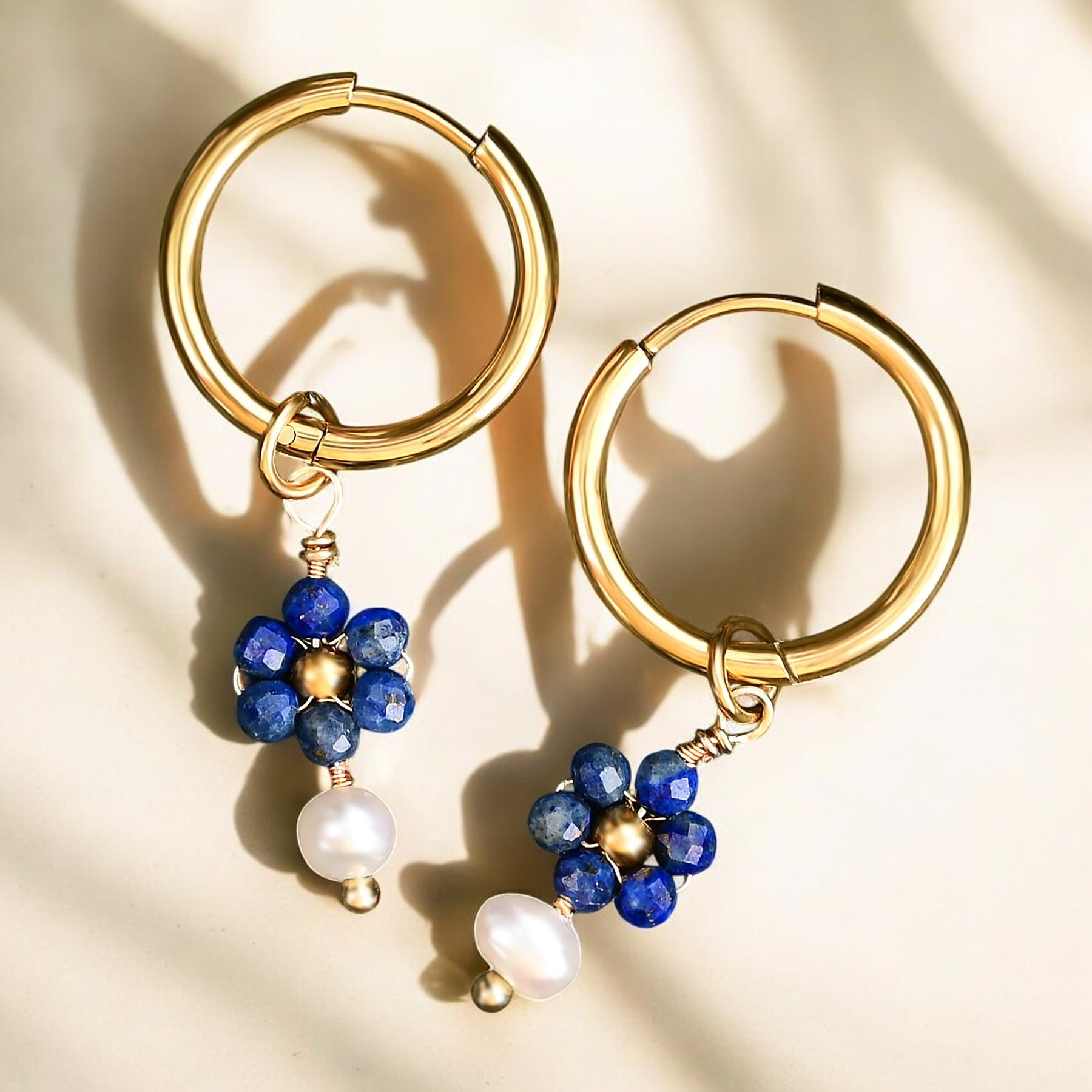 Lapis Blossom Parel Oorringen
