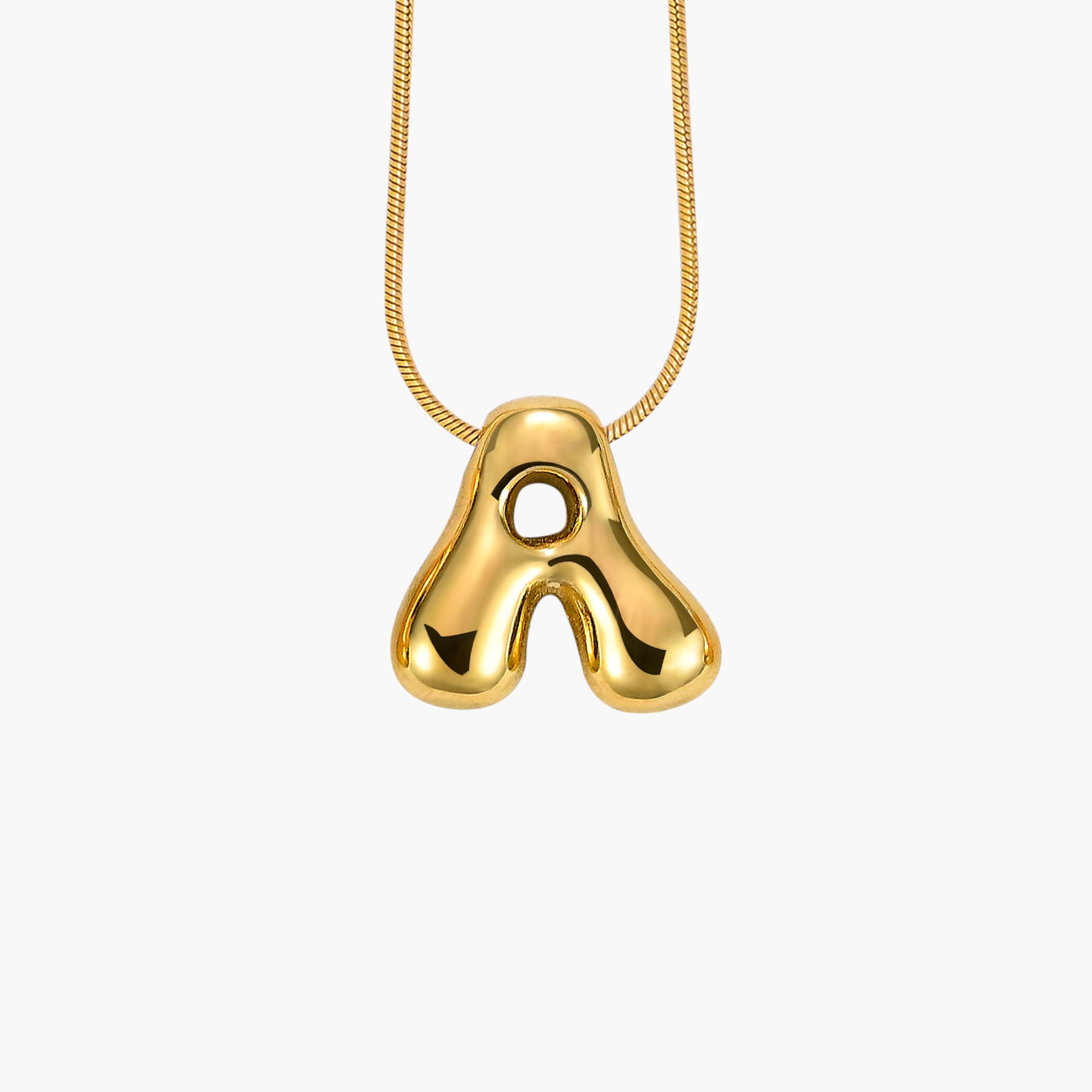 Gouden Glow Bubble Letter Initial Ketting