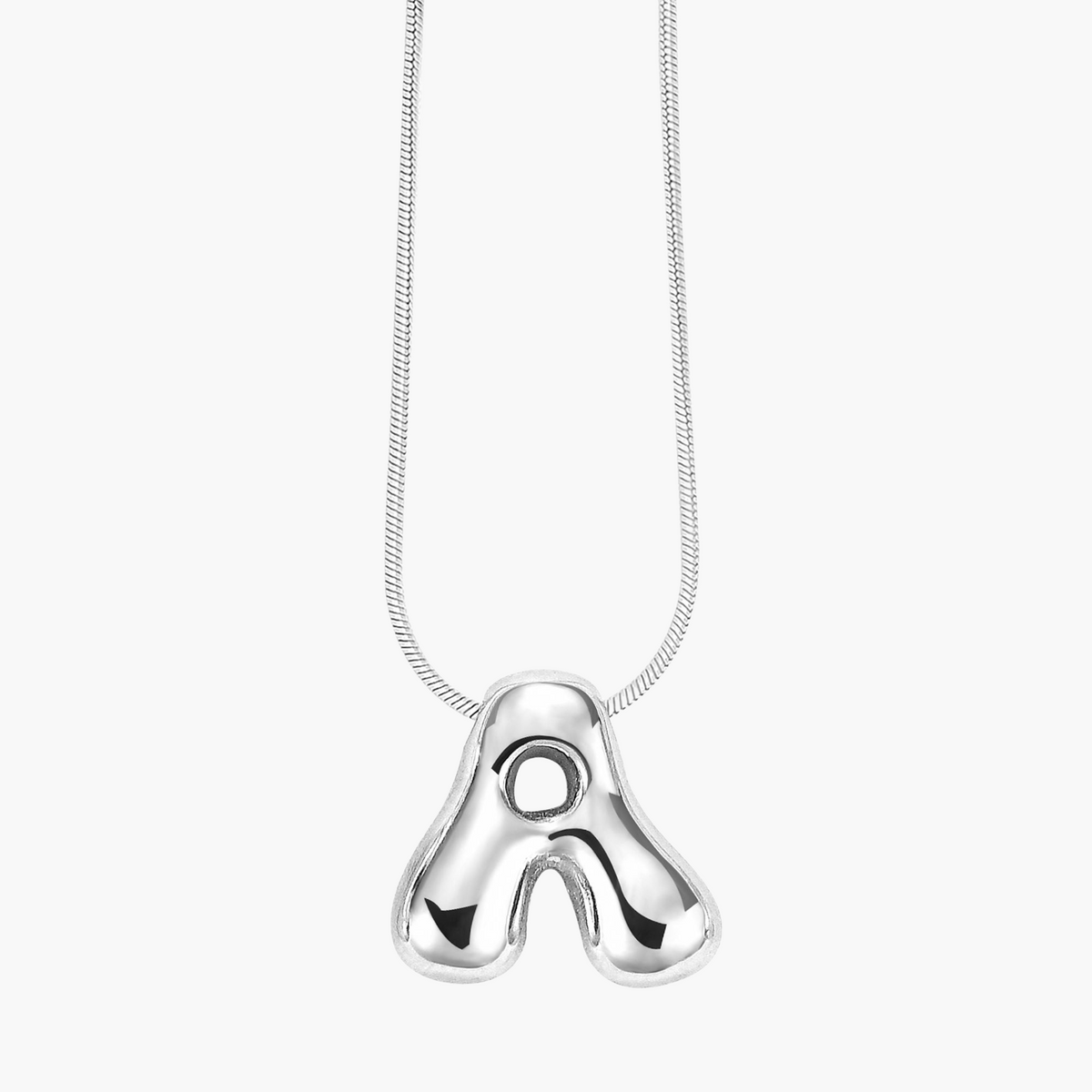 Zilveren Glow Bubble Letter Initial Ketting