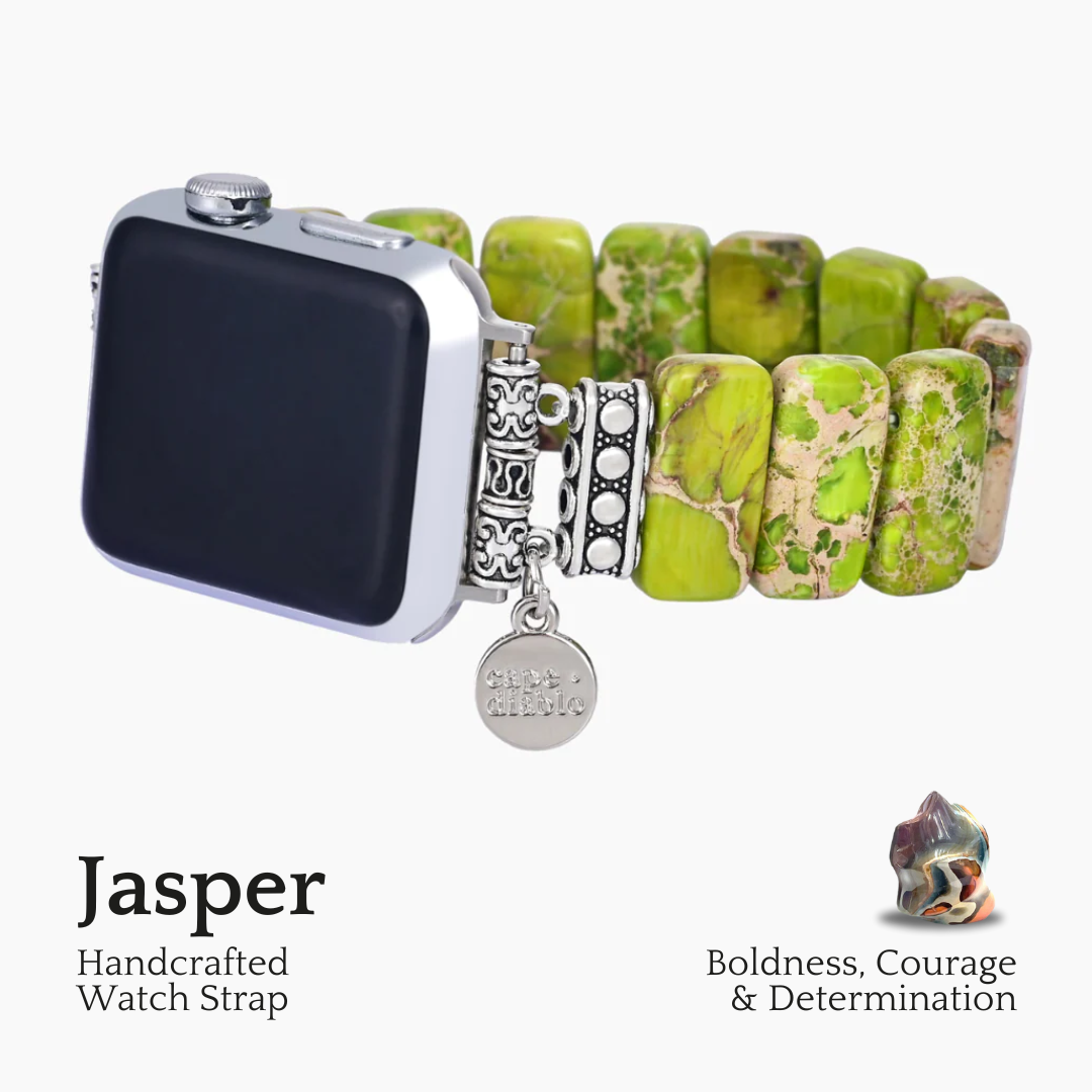 Limettenfarbenes tibetisches Jaspis-Stretch-Apple-Watch-Armband