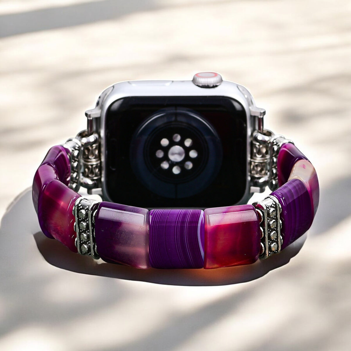 Bracelet en agate aura améthyste extensible Apple Watch