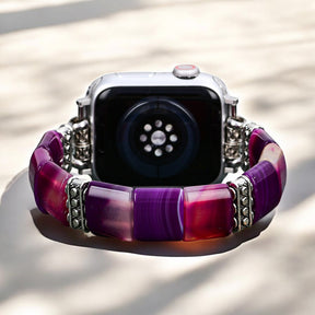 Bracelet extensible en agate Amethyst Aura pour Apple Watch