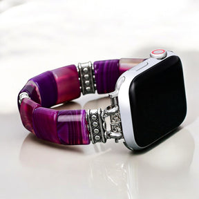 Bracelet extensible en agate Amethyst Aura pour Apple Watch