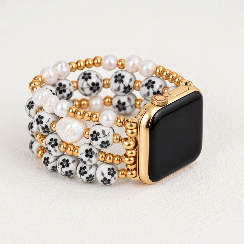 Bracelet Apple Watch Porcelain Garden Midnight Bloom