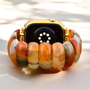 Golden Dusk Agaat Rekbare Apple Watch Band