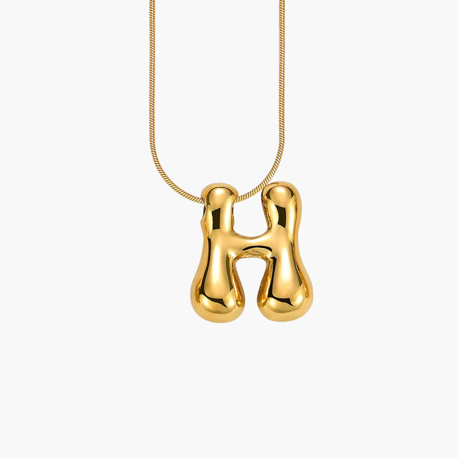 Gouden Glow Bubble Letter Initial Ketting