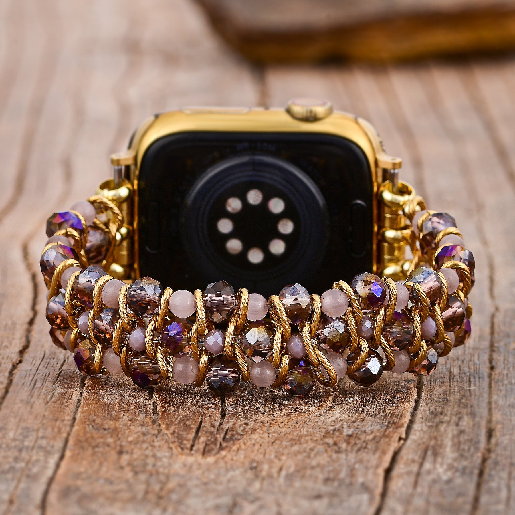 Gouden Sereniteit Gem Vlecht Apple Watch Band