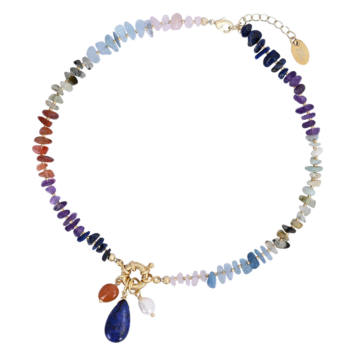Collier en pierre précieuse de lapis céleste