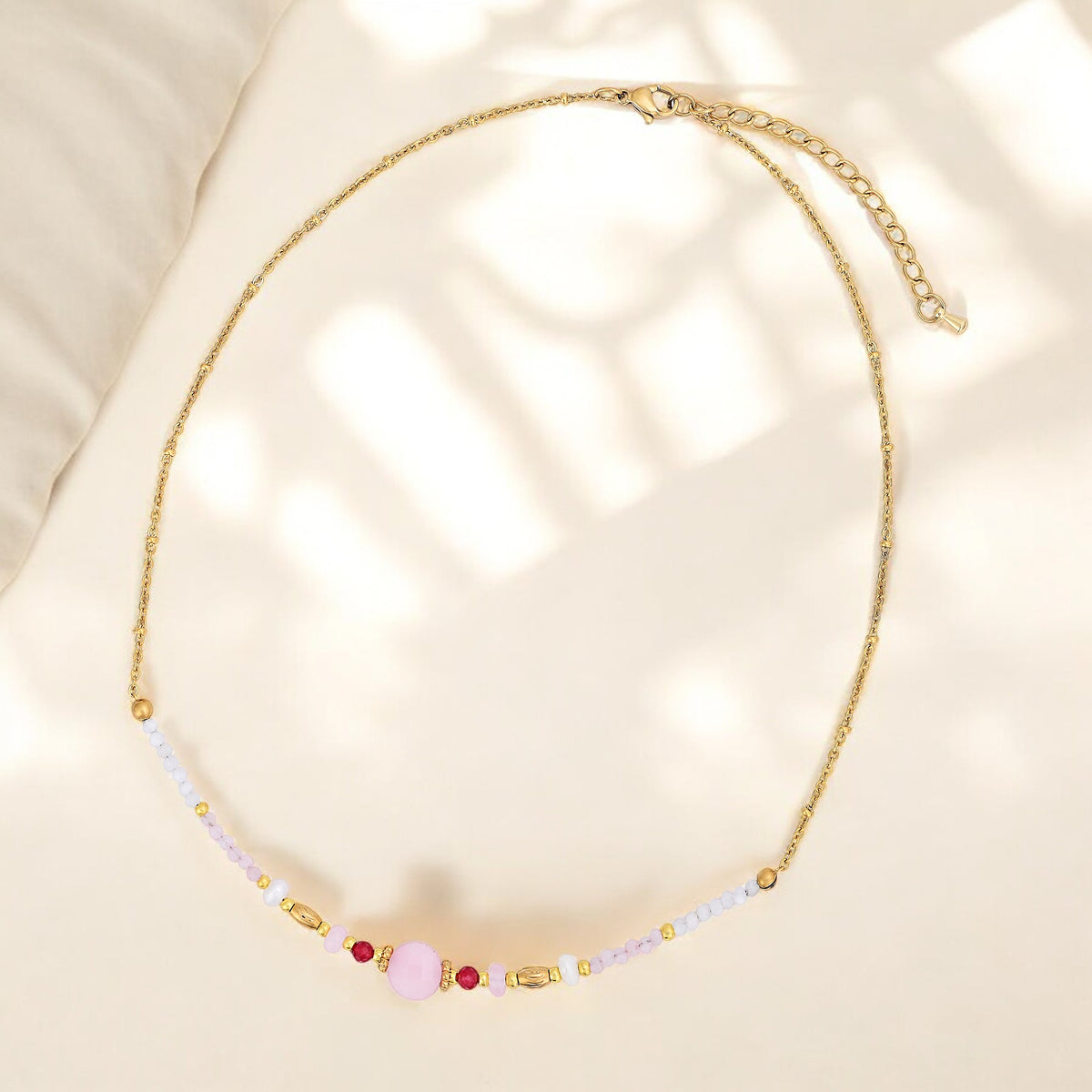 Maanverlichte Rozenkwarts Ketting
