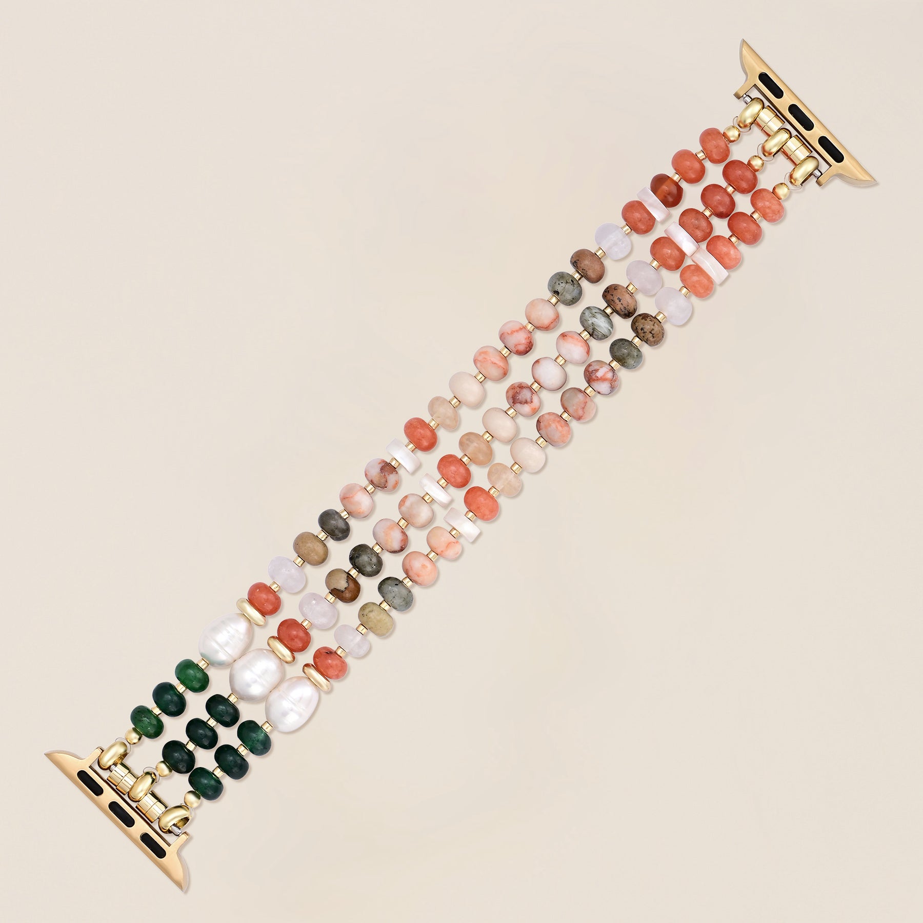 Coral Natuursteen Stretch Apple Watch Band