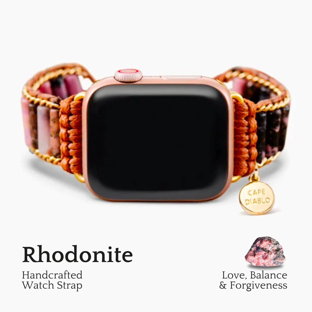 Bracelet Apple Watch en rhodonite fleurie