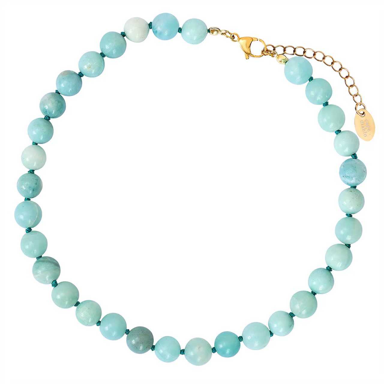 Collier ras de cou en amazonite des Caraïbes