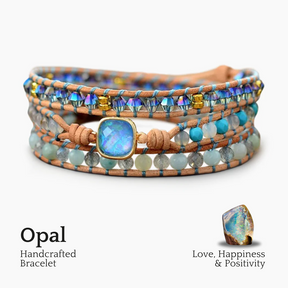 Bracelet enveloppant de guérison en opale carrée
