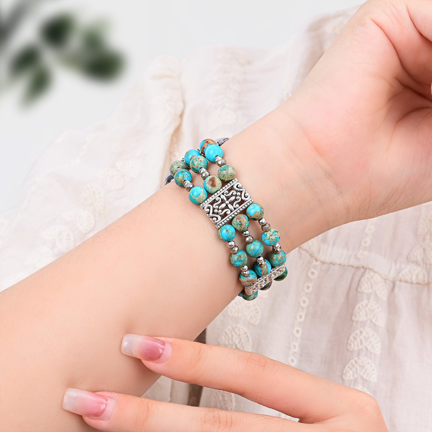 Bracelet en cuir turquoise artisanal pour Apple Watch