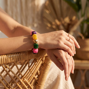 Gouden tropische gemengde chunky armband