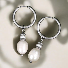 Silber Perle Eleganz Creolen