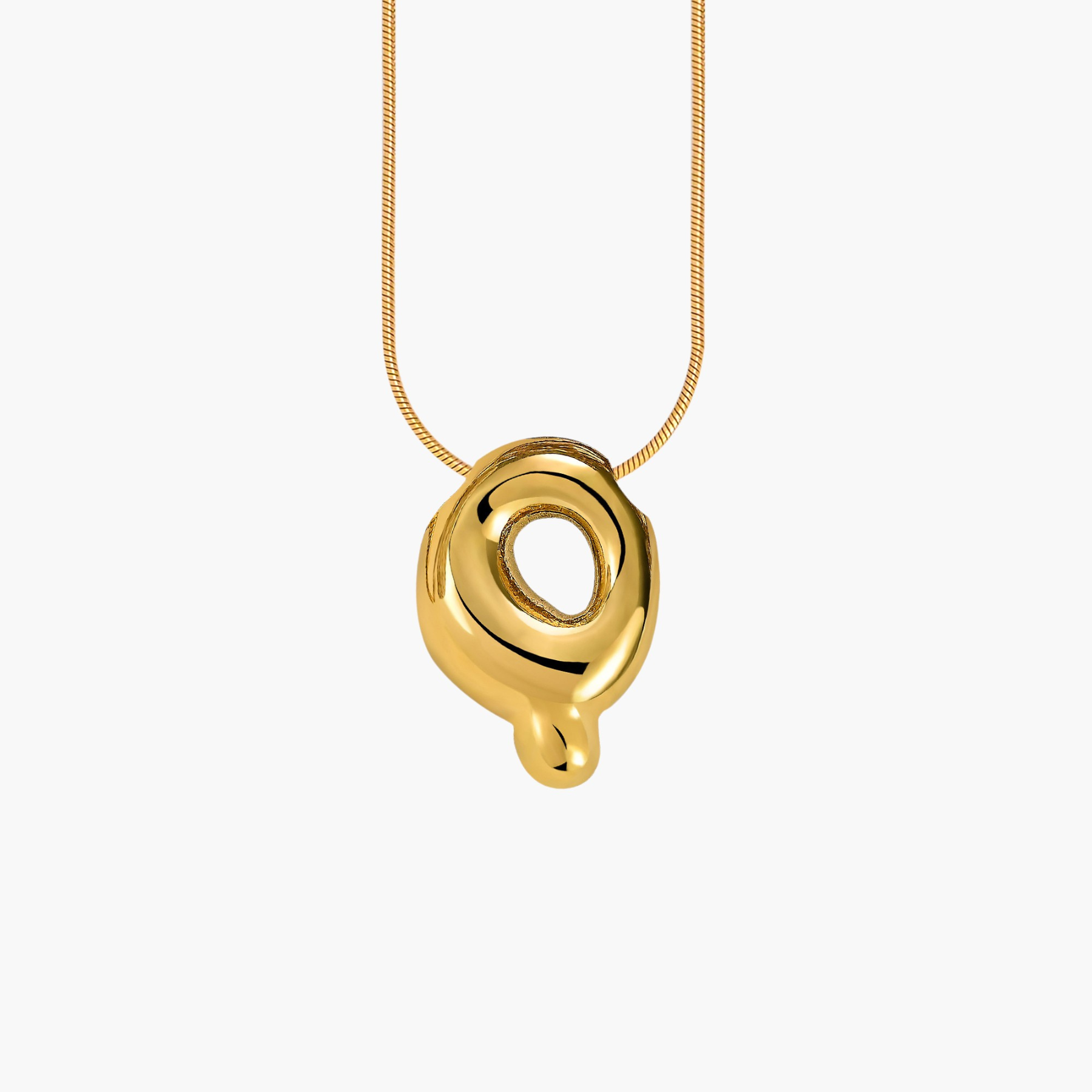 Gouden Glow Bubble Letter Initial Ketting