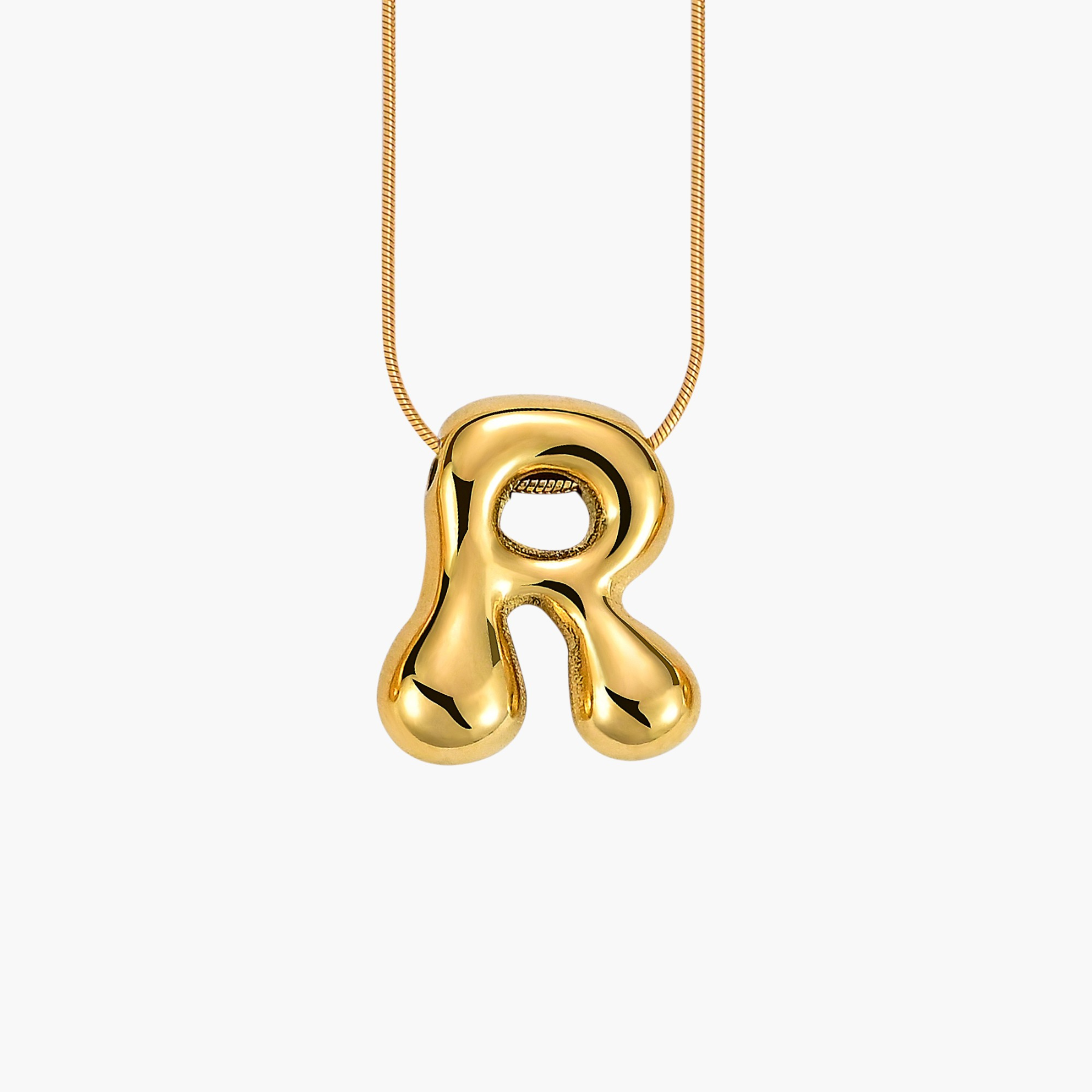 Gouden Glow Bubble Letter Initial Ketting