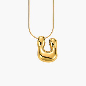 Gouden Glow Bubble Letter Initial Ketting