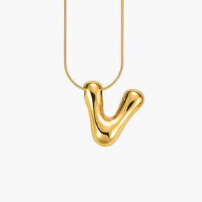 Gouden Glow Bubble Letter Initial Ketting