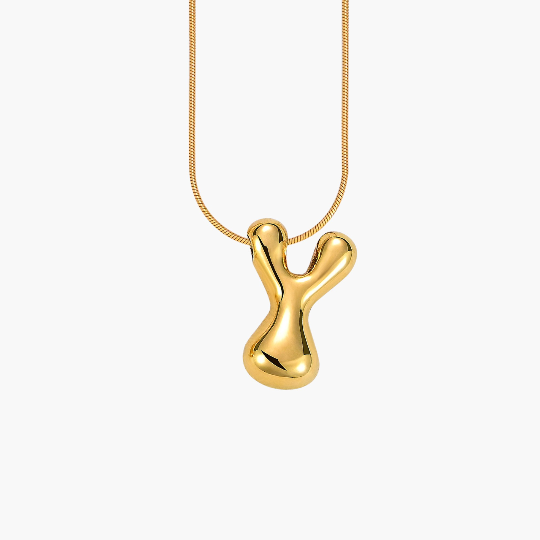 Gouden Glow Bubble Letter Initial Ketting