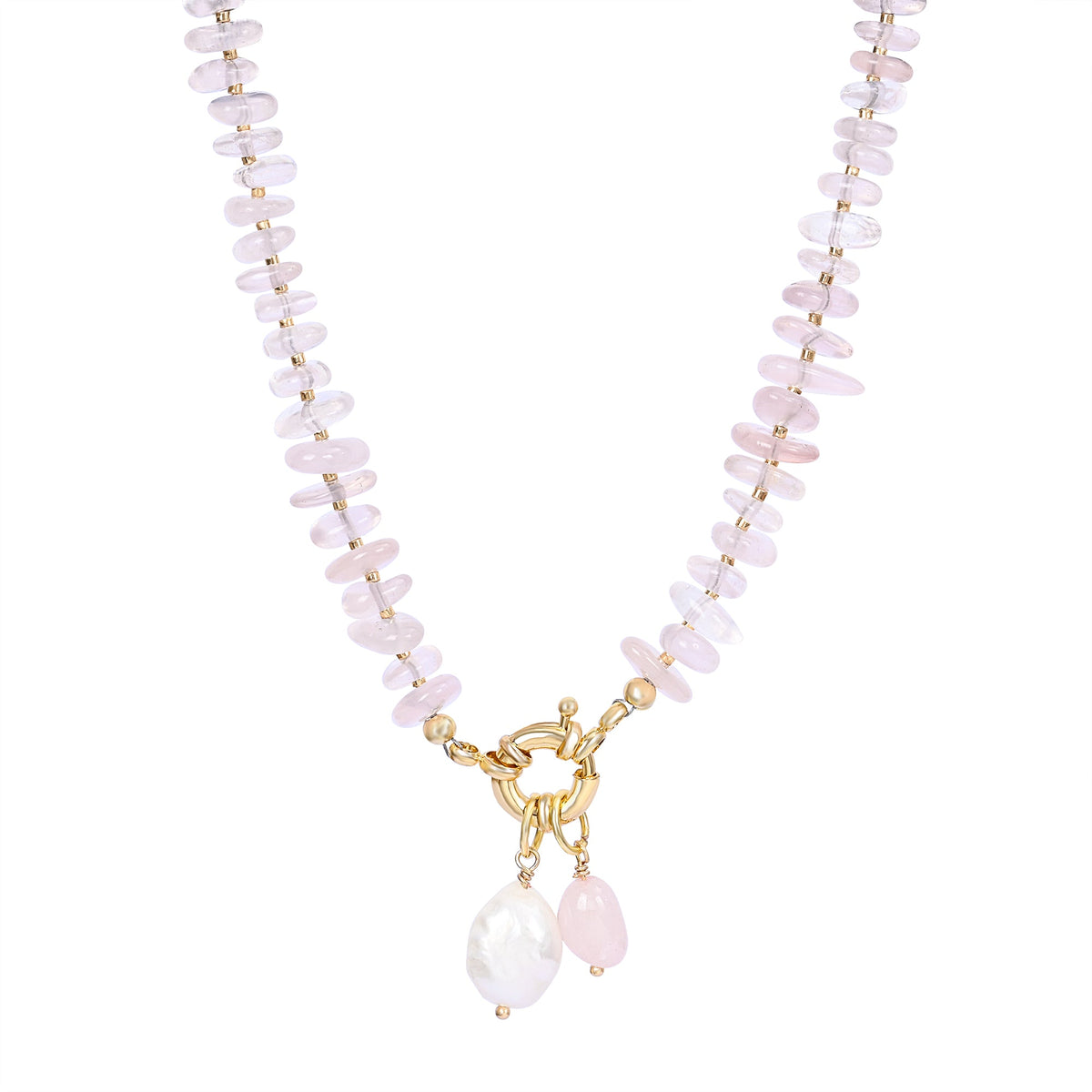 Collier pendentif en quartz rose