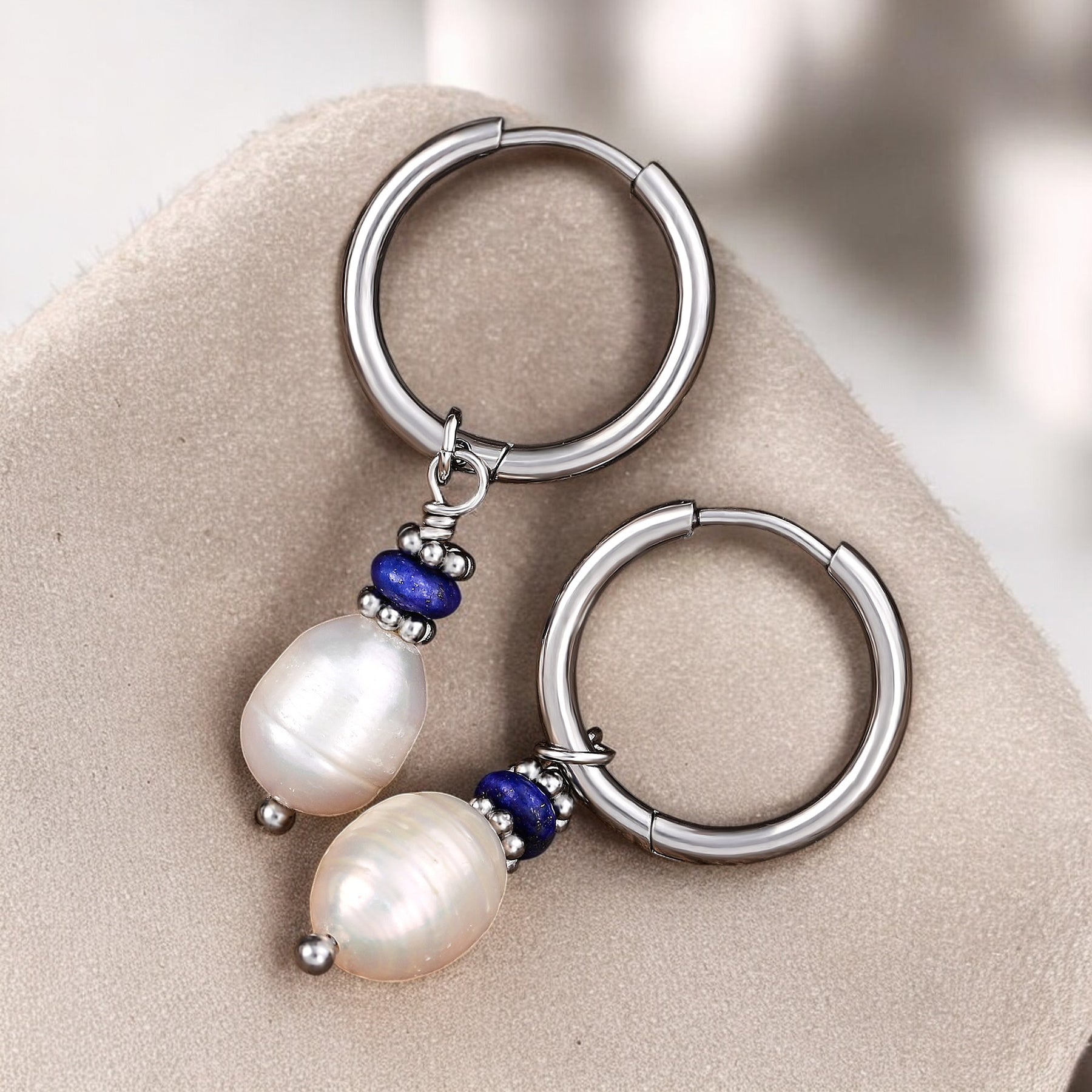 Zilveren Lapis Lazuli Parel Oorringen