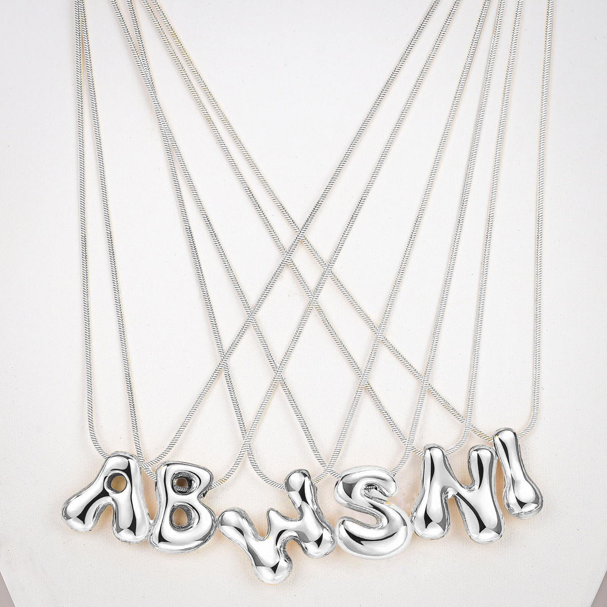 Zilveren Glow Bubble Letter Initial Ketting