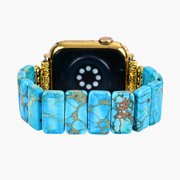 Türkisfarbener tibetischer Jaspis Stretch Apple Watch Armband