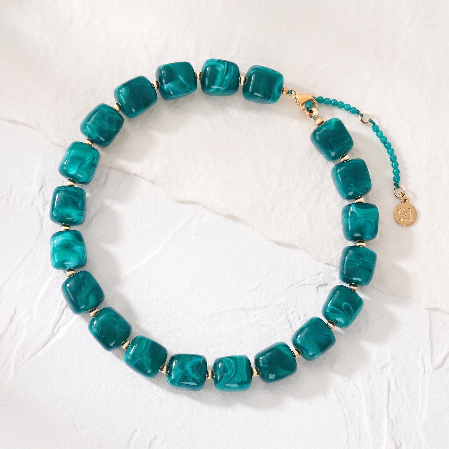 Chunky vierkante kralenketting bruin