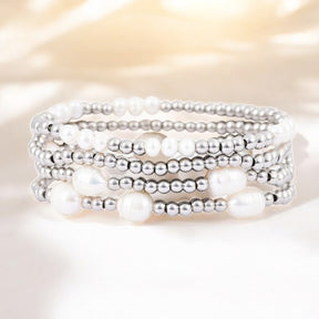 Perlen- und Silberarmband-Set