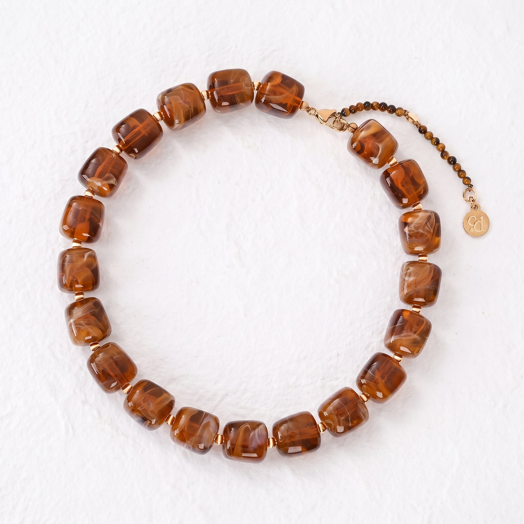 Collier à perles carrées épaisses bleu