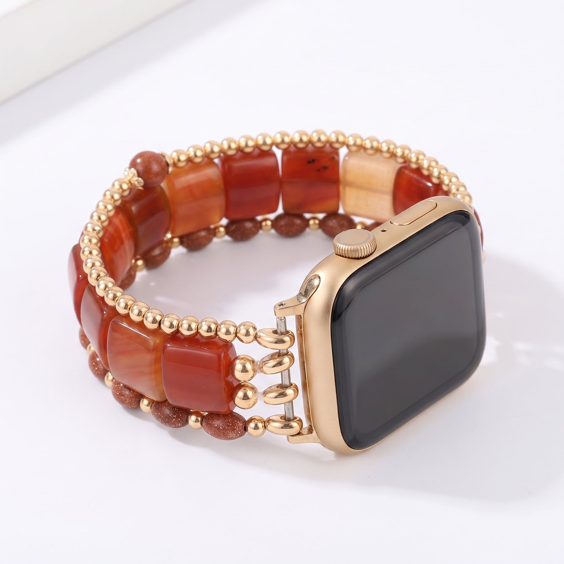 Bracelet extensible Fierce Grace en œil-de-tigre pour Apple Watch, argenté