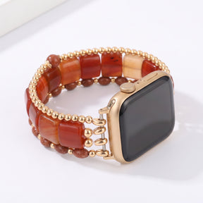 Bracelet extensible Fierce Grace en œil-de-tigre pour Apple Watch, argenté