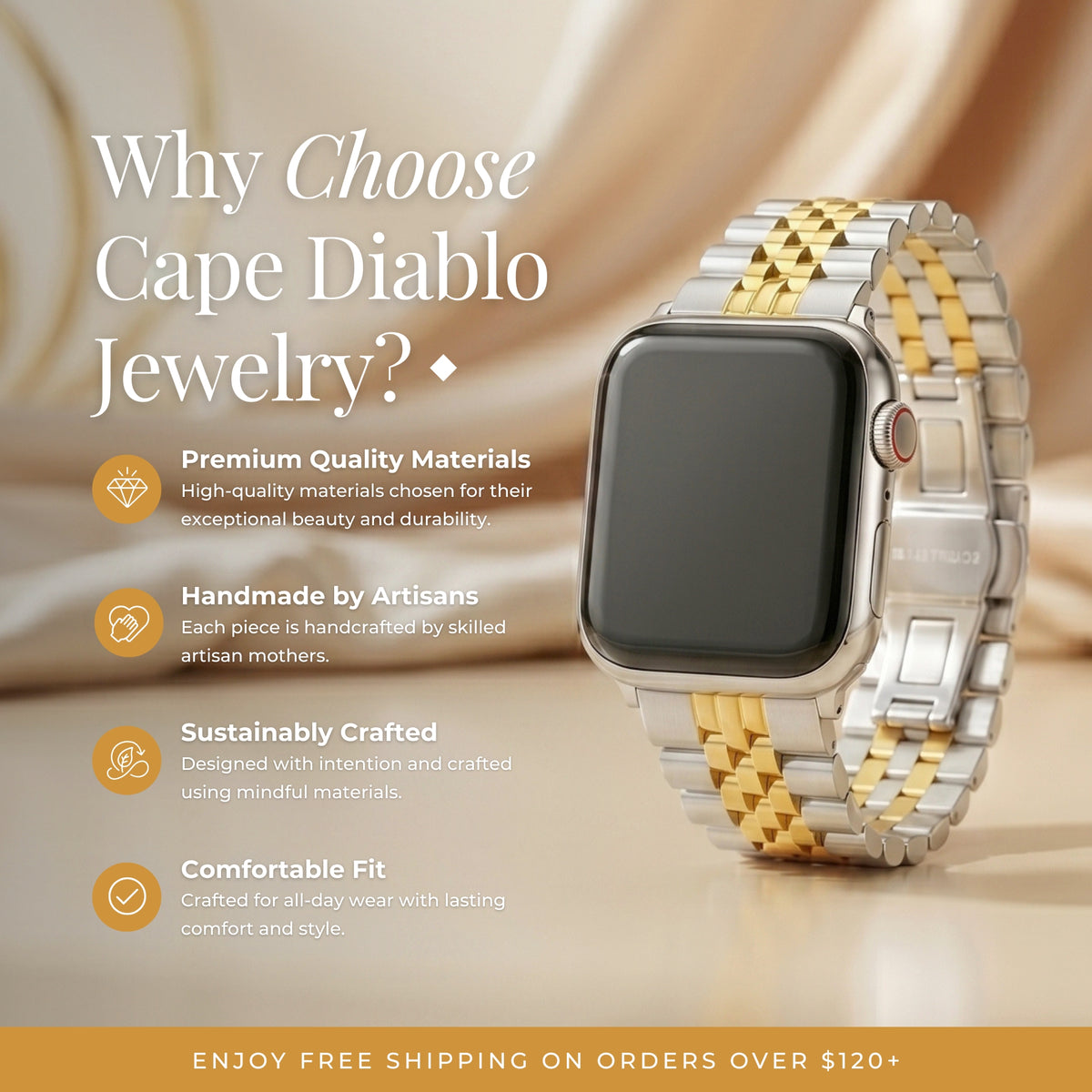 Klassieke gouden luxe Apple Watch-band