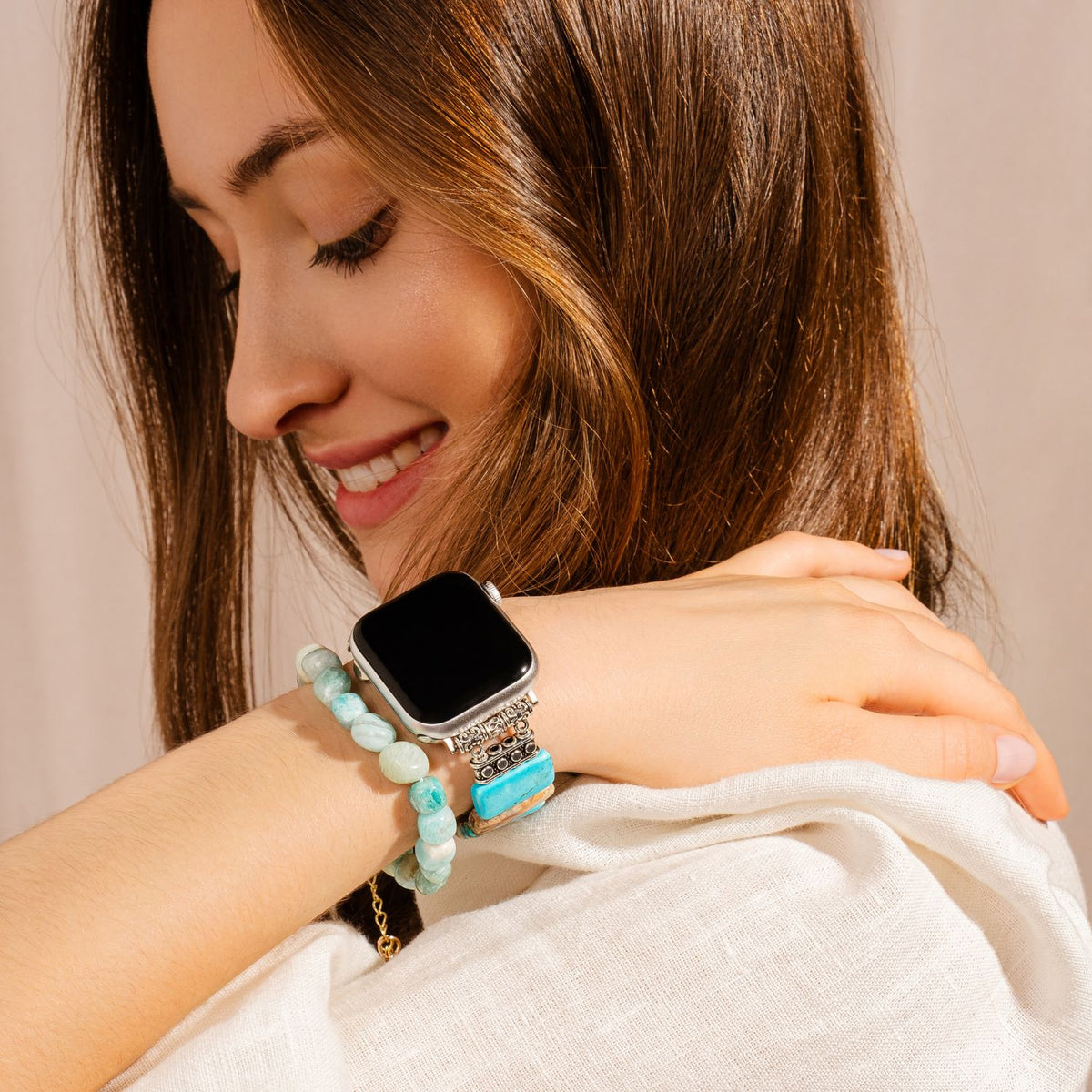 Kust turquoise stretch Apple Watch -bandje