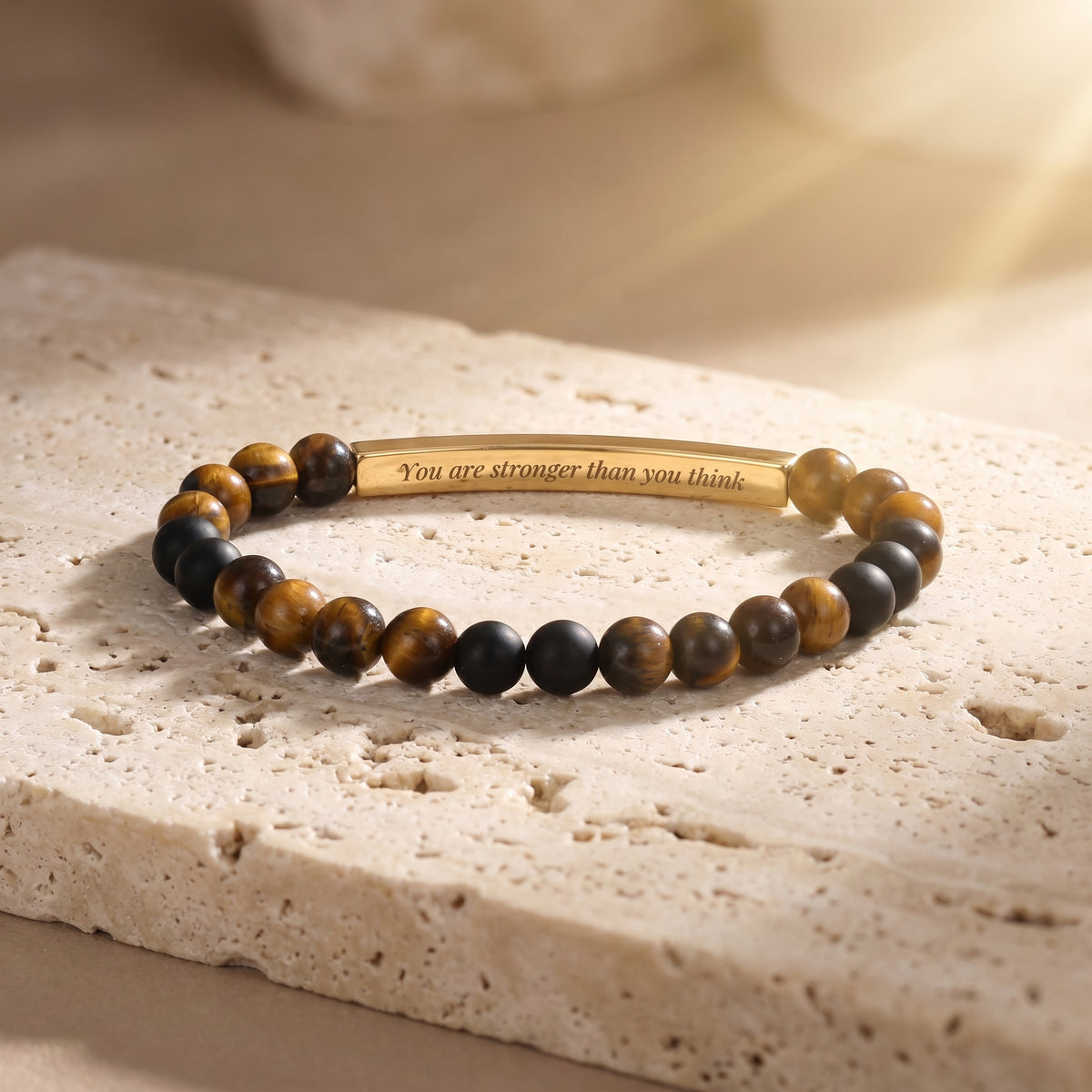 Bracelet en pierre de tigre Message secret