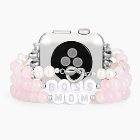 Bracelet Apple Watch extensible à quartz rose Boss Mom