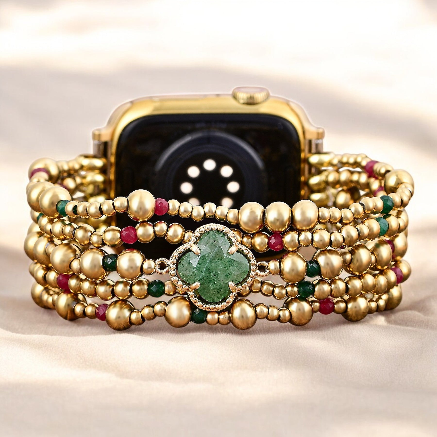 Merry Clover Gouden Stretch Apple Watch Bandje