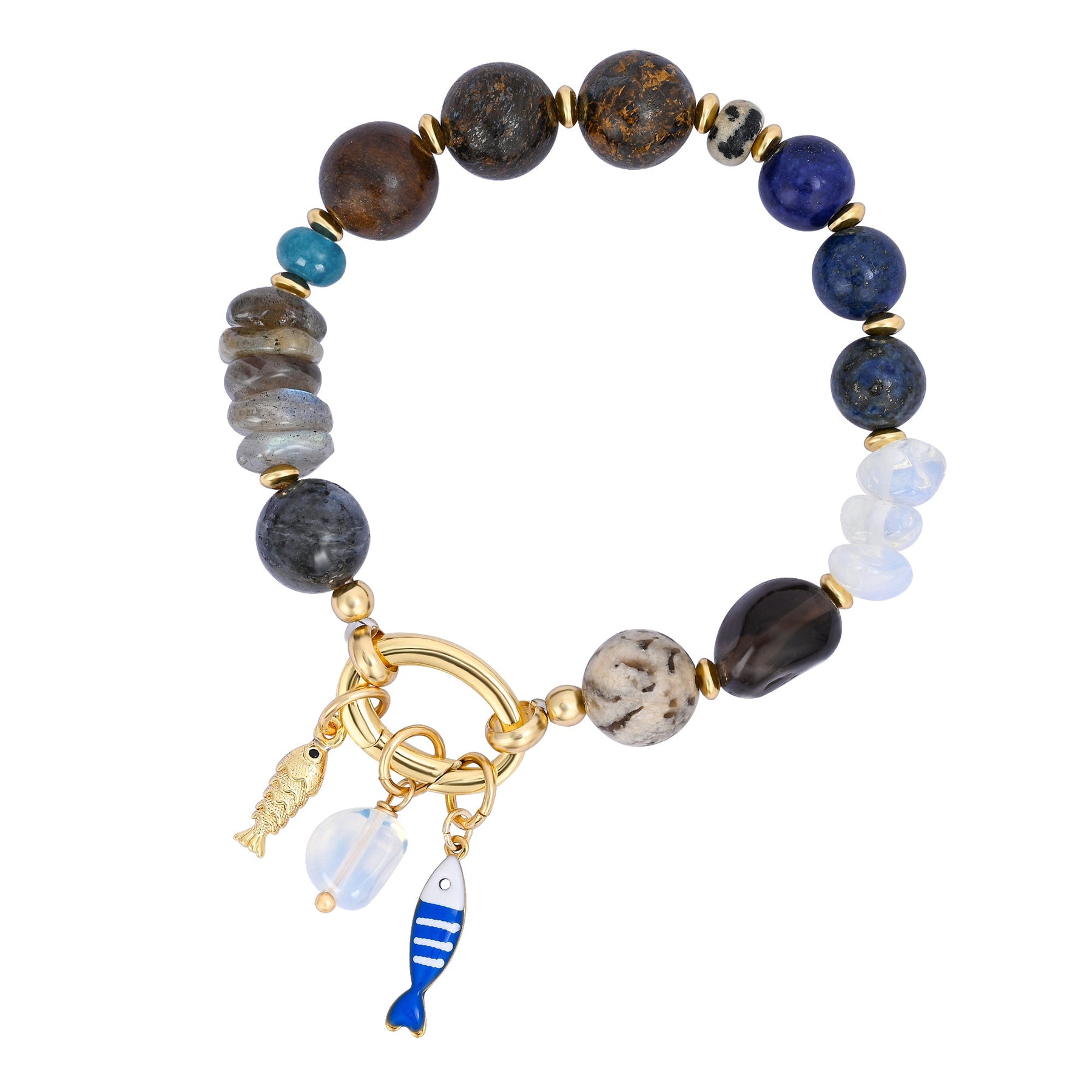 Bracelet charme vague en labradorite