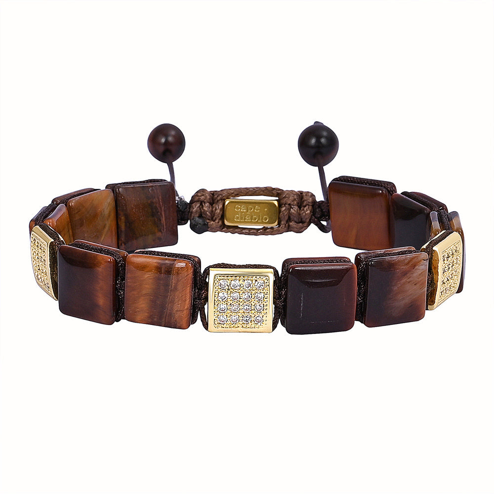 Bracelet pour homme en œil de tigre rouge