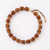 Chunky vierkante kralenketting bruin