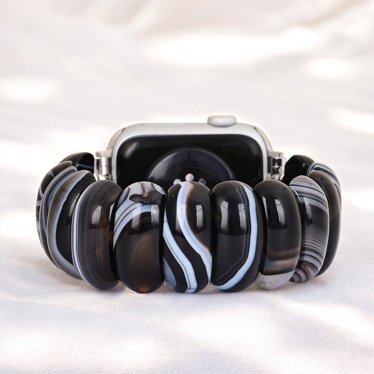 Bracelet Apple Watch en agate marbre noir