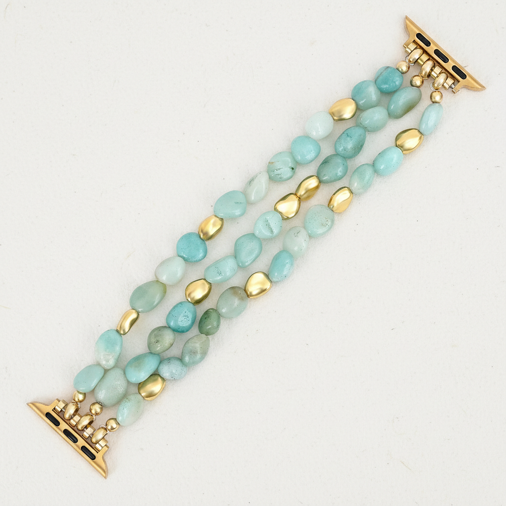 Bracelet extensible en pépite d'or amazonite pour Apple Watch