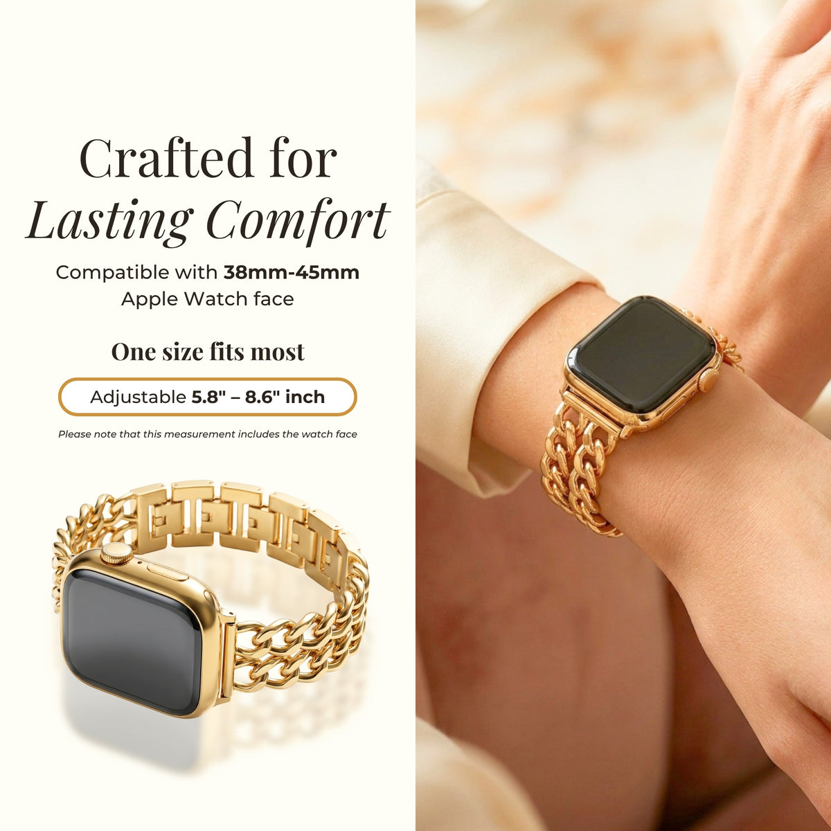 Goldfarbiges Curve Luxusarmband für Apple Watch